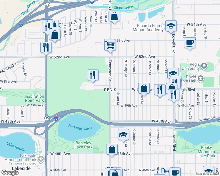 map of restaurants, bars, coffee shops, grocery stores, and more near in Denver