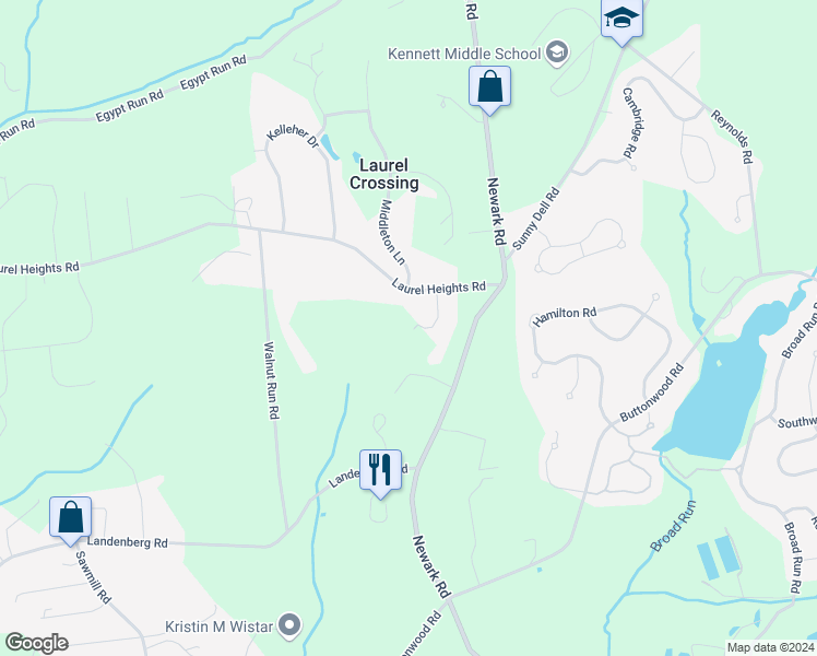 map of restaurants, bars, coffee shops, grocery stores, and more near 4 Yeager Lane in Landenberg