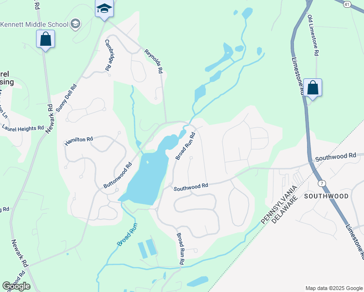 map of restaurants, bars, coffee shops, grocery stores, and more near 1609 Broad Run Road in Landenberg