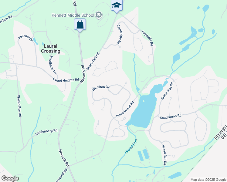 map of restaurants, bars, coffee shops, grocery stores, and more near 3 Langton Hill Road in Landenberg