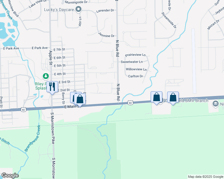 map of restaurants, bars, coffee shops, grocery stores, and more near 180 Gemstone Drive in Greenfield
