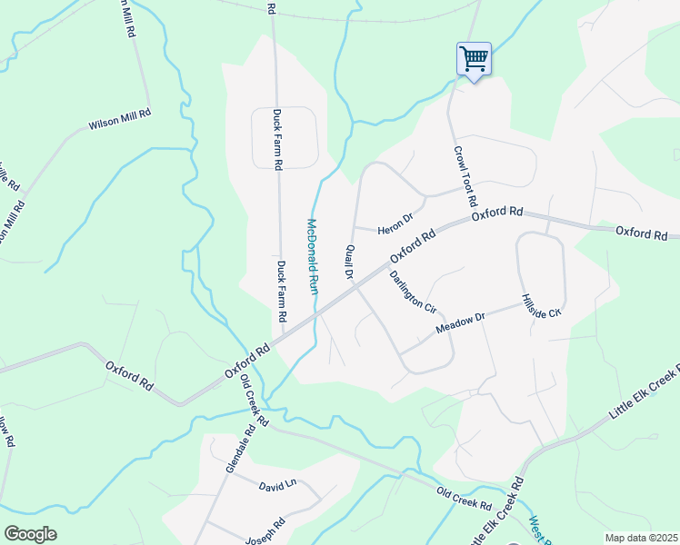 map of restaurants, bars, coffee shops, grocery stores, and more near 110 Quail Drive in Lincoln University