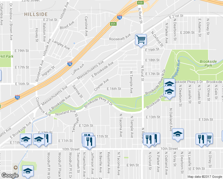 map of restaurants, bars, coffee shops, grocery stores, and more near 2408 Brookside Parkway North Drive in Indianapolis