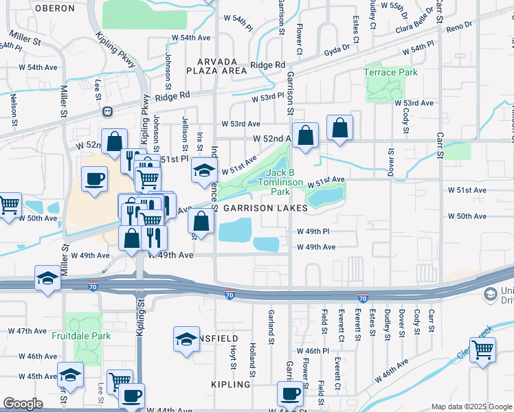 map of restaurants, bars, coffee shops, grocery stores, and more near in Wheat Ridge