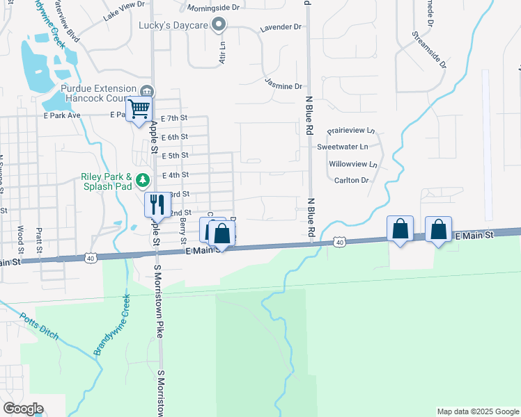 map of restaurants, bars, coffee shops, grocery stores, and more near 210 Flagstone Drive in Greenfield