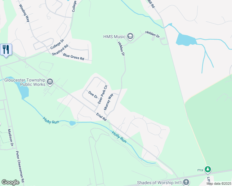map of restaurants, bars, coffee shops, grocery stores, and more near 17 Hidden Drive in Camden County