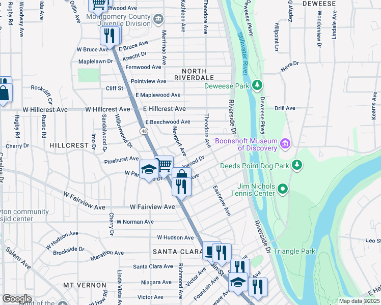 map of restaurants, bars, coffee shops, grocery stores, and more near 112 Laura Avenue in Dayton