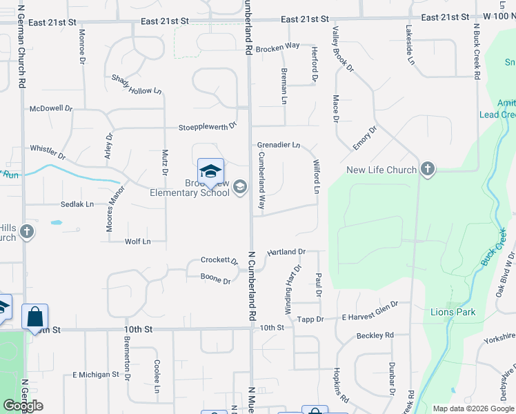 map of restaurants, bars, coffee shops, grocery stores, and more near 1518 Cumberland Way in Indianapolis