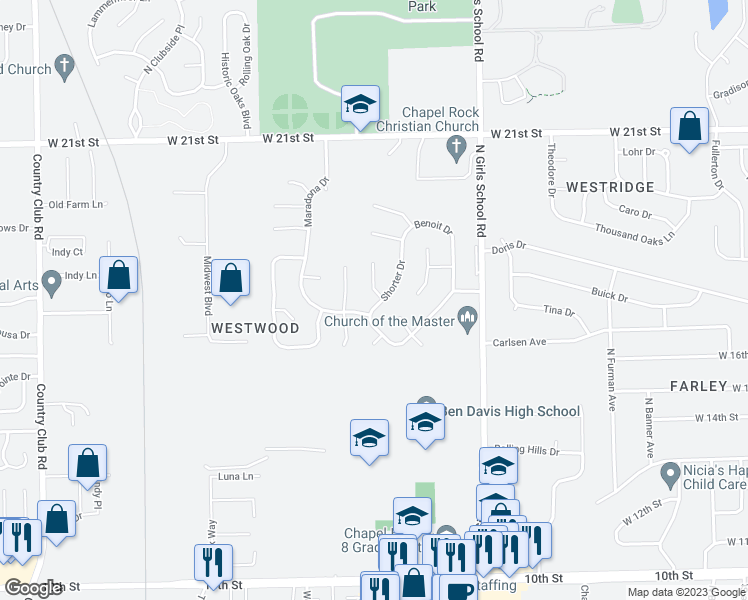 map of restaurants, bars, coffee shops, grocery stores, and more near 1704 Shorter Drive in Indianapolis
