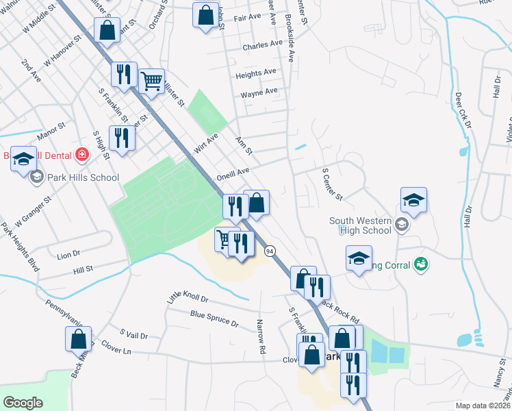 map of restaurants, bars, coffee shops, grocery stores, and more near 23 Grace Street in Hanover