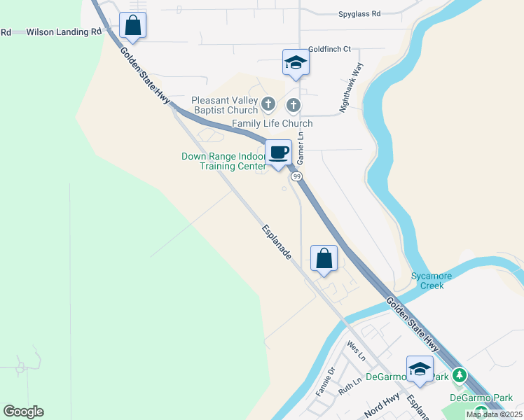 map of restaurants, bars, coffee shops, grocery stores, and more near Esplanade in Chico