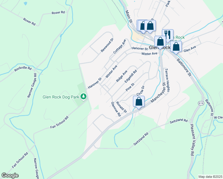 map of restaurants, bars, coffee shops, grocery stores, and more near 291 Ridge Avenue in Glen Rock