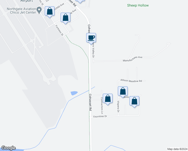 map of restaurants, bars, coffee shops, grocery stores, and more near in Chico