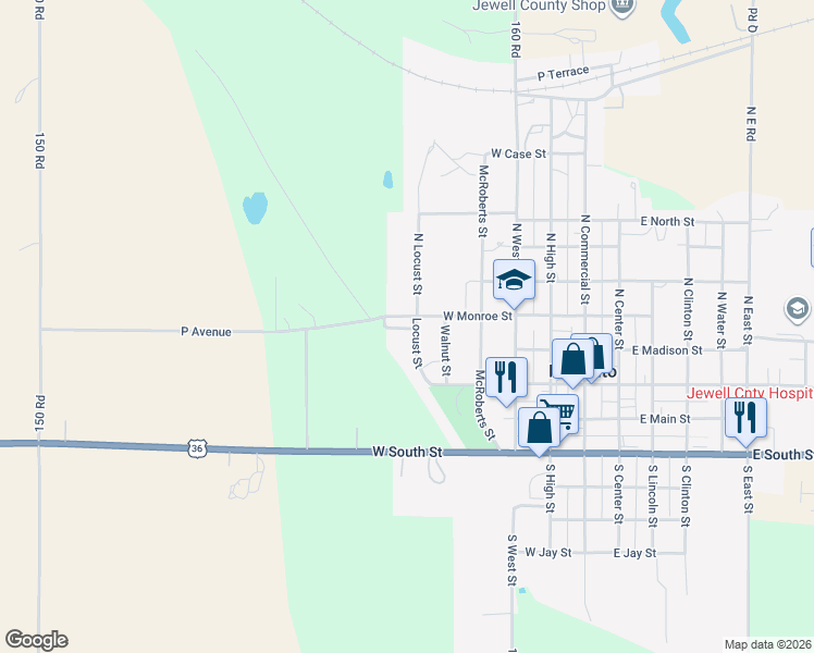 map of restaurants, bars, coffee shops, grocery stores, and more near 601-607 West Monroe Street in Mankato