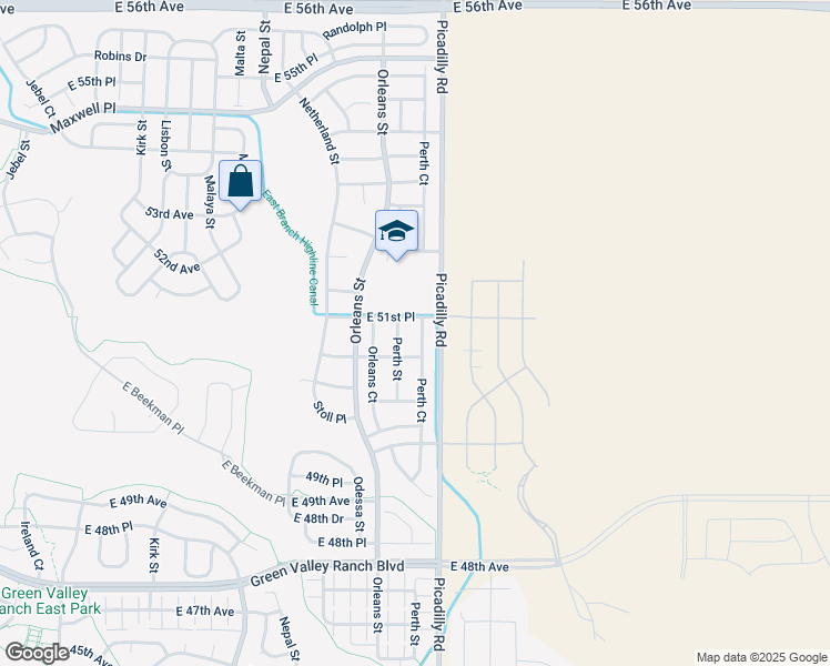 map of restaurants, bars, coffee shops, grocery stores, and more near 5142 Perth Street in Denver