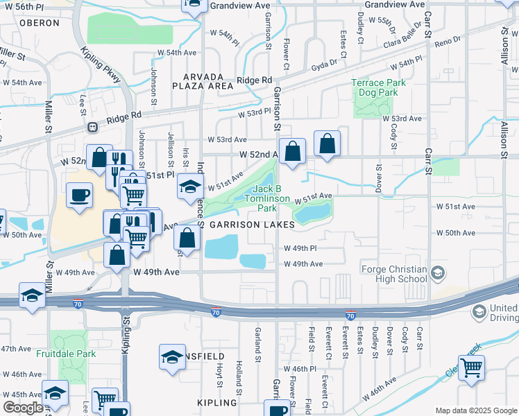 map of restaurants, bars, coffee shops, grocery stores, and more near 5081 Garrison Street in Wheat Ridge