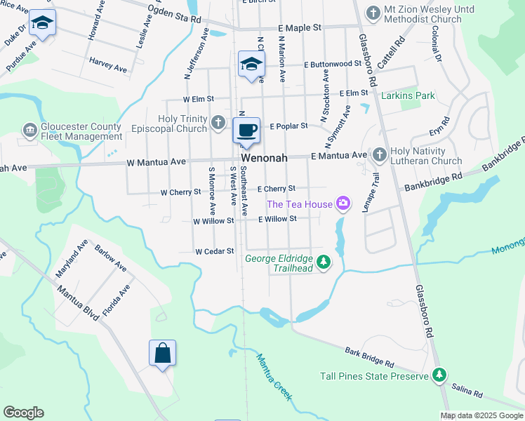 map of restaurants, bars, coffee shops, grocery stores, and more near 108 South Clinton Avenue in Wenonah