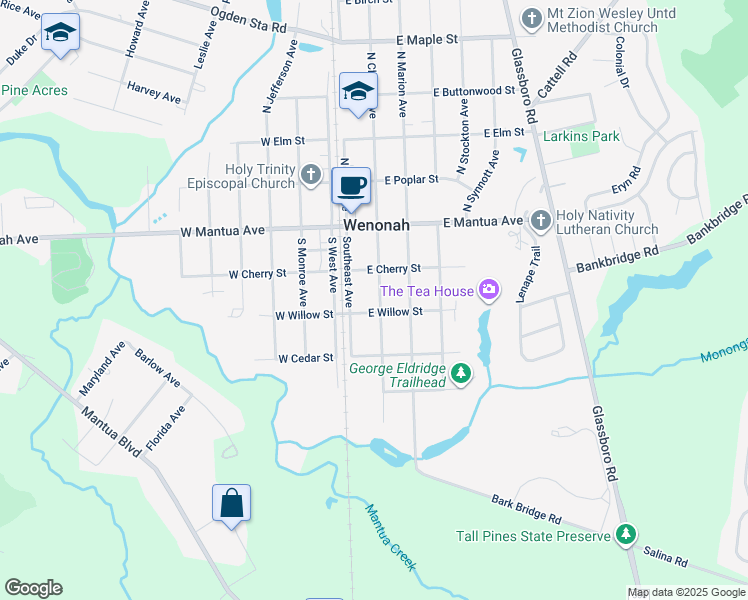 map of restaurants, bars, coffee shops, grocery stores, and more near 108 South Clinton Avenue in Wenonah