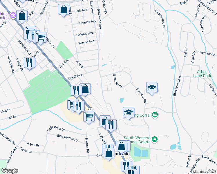 map of restaurants, bars, coffee shops, grocery stores, and more near 11 Mustang Drive in Hanover