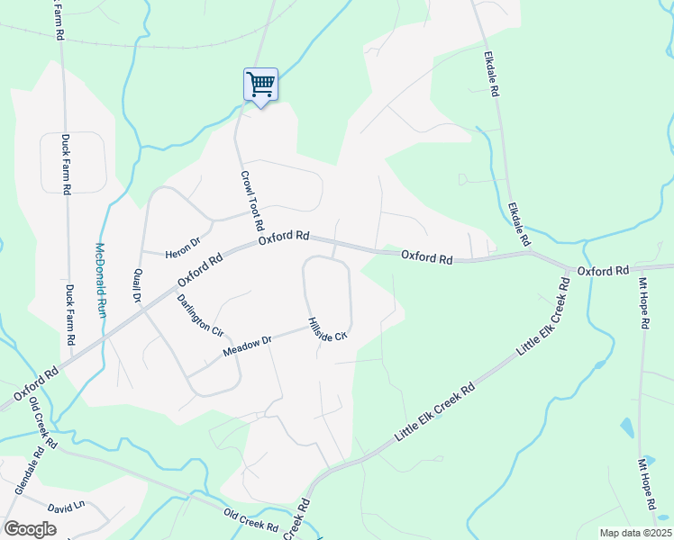 map of restaurants, bars, coffee shops, grocery stores, and more near 215 Hillside Circle in Lincoln University