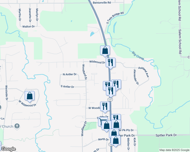 map of restaurants, bars, coffee shops, grocery stores, and more near 1586 Dogwood Drive in Mount Zion