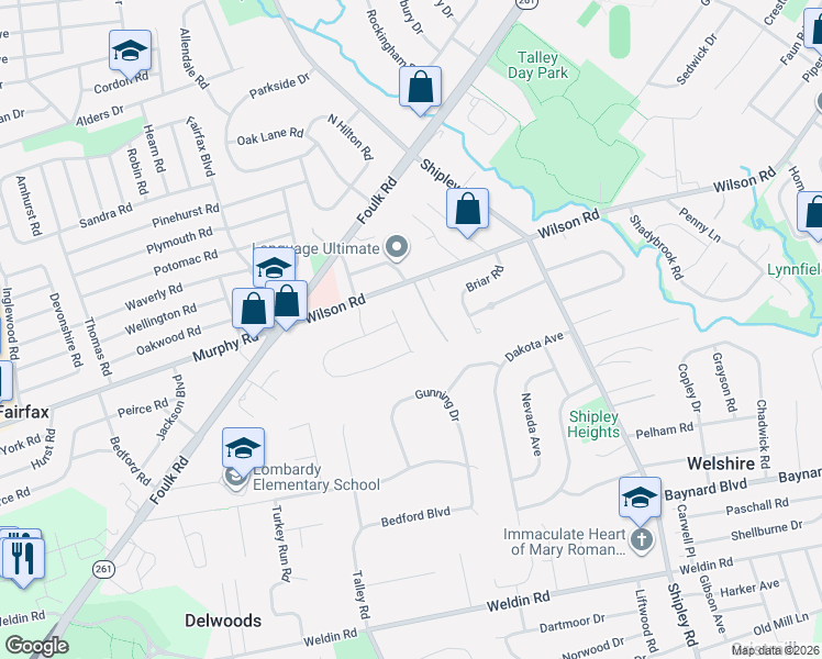 map of restaurants, bars, coffee shops, grocery stores, and more near 10 Clermont Road in Wilmington
