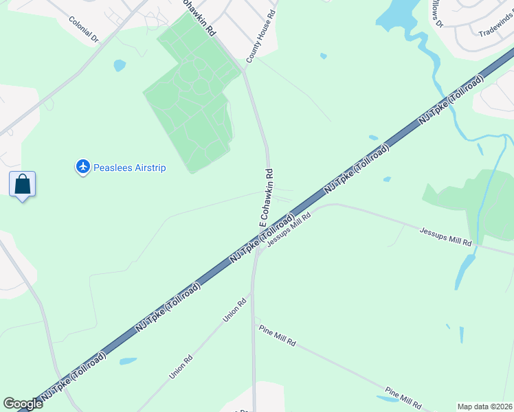 map of restaurants, bars, coffee shops, grocery stores, and more near 105 East Cohawkin Road in Clarksboro
