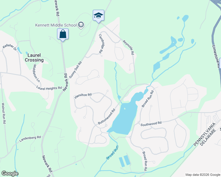 map of restaurants, bars, coffee shops, grocery stores, and more near 3 Kings Court in Landenberg