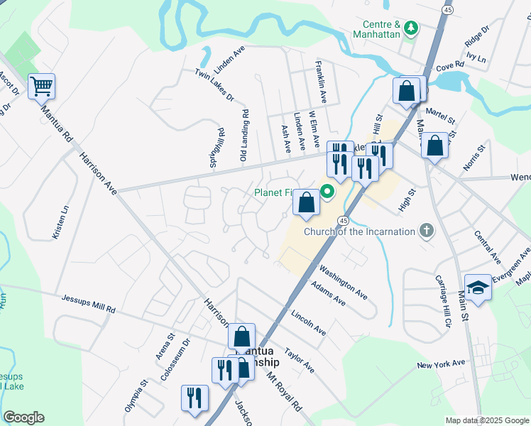 map of restaurants, bars, coffee shops, grocery stores, and more near 1374 Tristram Circle in Gloucester County