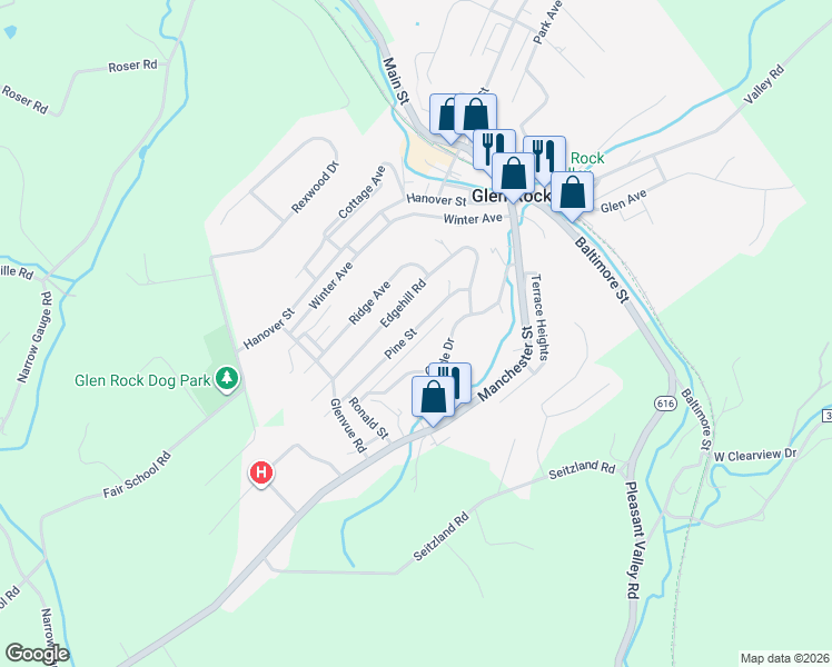 map of restaurants, bars, coffee shops, grocery stores, and more near 157 Pine St in Glen Rock