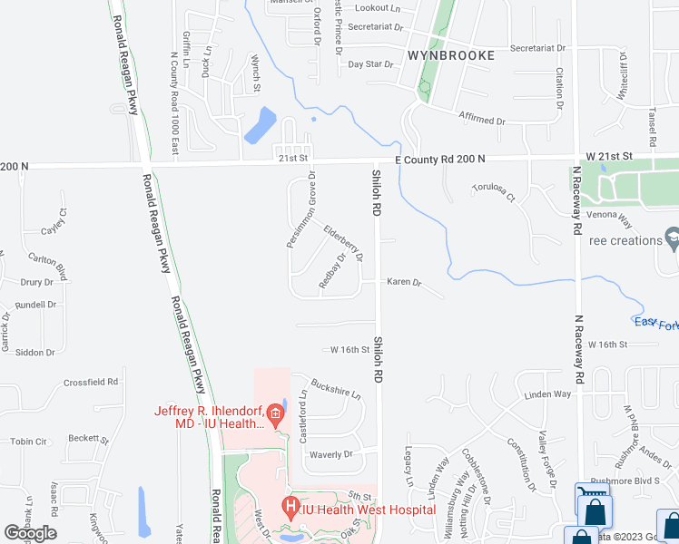 map of restaurants, bars, coffee shops, grocery stores, and more near 1721 Redbay Drive in Indianapolis