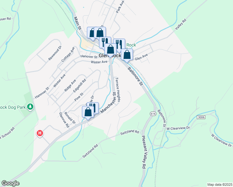 map of restaurants, bars, coffee shops, grocery stores, and more near 74 Manchester St in Glen Rock
