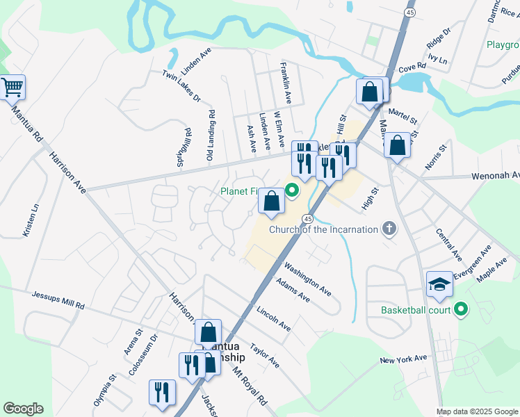 map of restaurants, bars, coffee shops, grocery stores, and more near 1236 Tristram Circle in Gloucester County