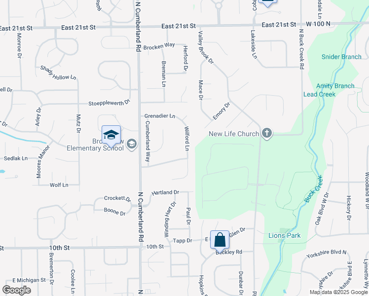 map of restaurants, bars, coffee shops, grocery stores, and more near 1511 Wilford Lane in Indianapolis