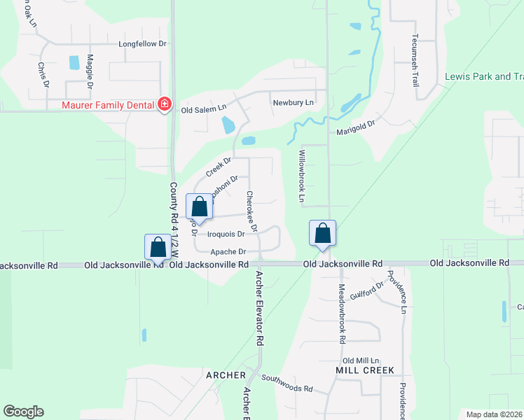 map of restaurants, bars, coffee shops, grocery stores, and more near 4235 Osage Road in Springfield