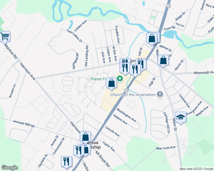 map of restaurants, bars, coffee shops, grocery stores, and more near 1234 Tristram Cir in Mantua