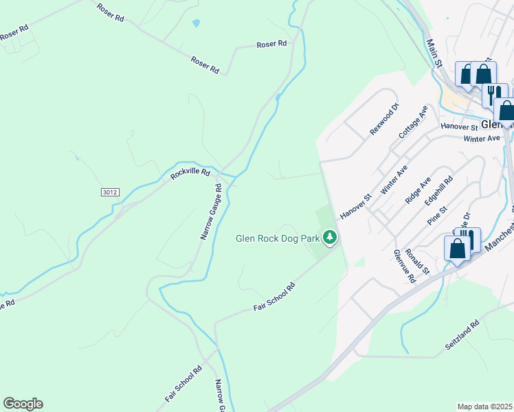 map of restaurants, bars, coffee shops, grocery stores, and more near 7 Highstone Lane in Glen Rock