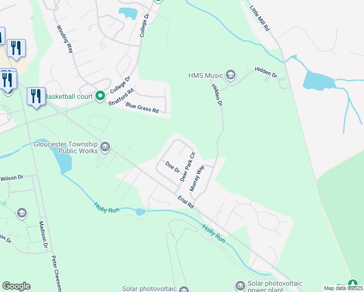 map of restaurants, bars, coffee shops, grocery stores, and more near 1 Fawn Court in Gloucester Township