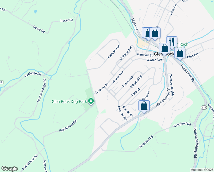 map of restaurants, bars, coffee shops, grocery stores, and more near 250 Hanover Street in Glen Rock