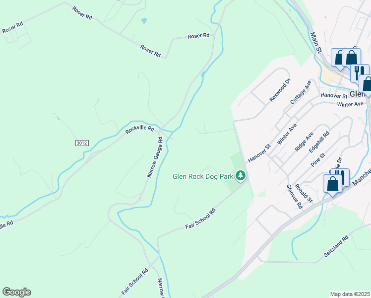 map of restaurants, bars, coffee shops, grocery stores, and more near 7 Highstone Lane in Glen Rock