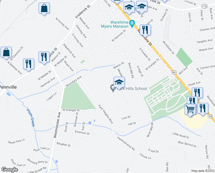 map of restaurants, bars, coffee shops, grocery stores, and more near 137 West Granger Street in Hanover