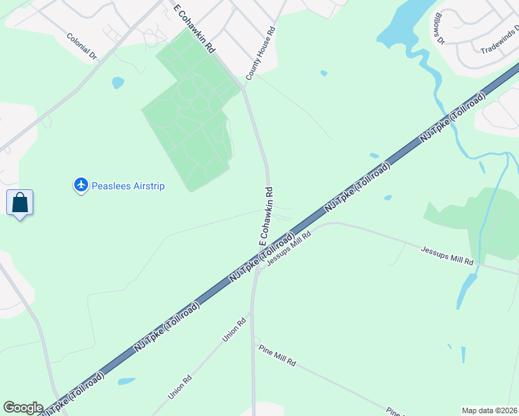 map of restaurants, bars, coffee shops, grocery stores, and more near 105 East Cohawkin Road in Clarksboro