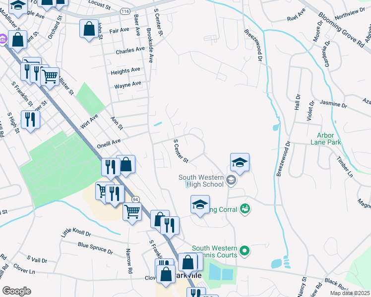 map of restaurants, bars, coffee shops, grocery stores, and more near 417 Debbi Court in Hanover