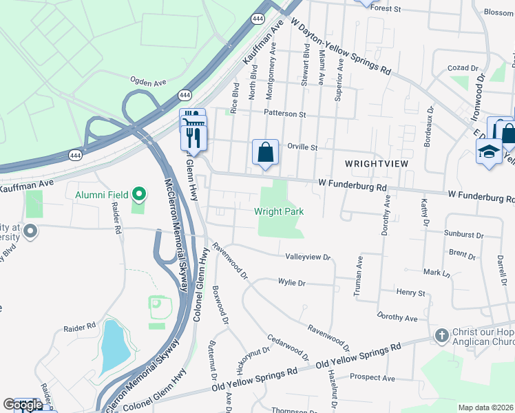 map of restaurants, bars, coffee shops, grocery stores, and more near 531 Daytonia Avenue in Fairborn