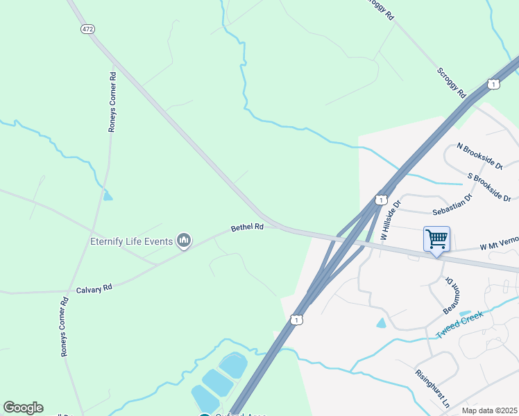 map of restaurants, bars, coffee shops, grocery stores, and more near 257 Lancaster Pike in Oxford