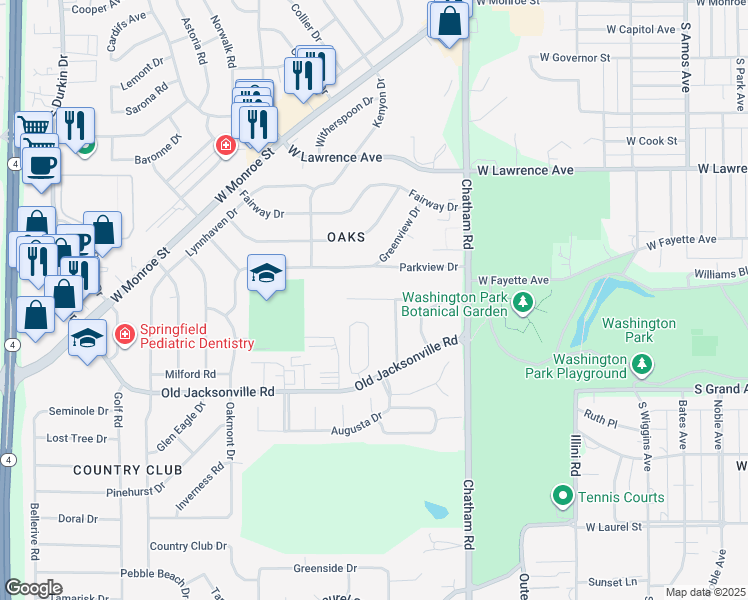 map of restaurants, bars, coffee shops, grocery stores, and more near 14-2098 Parkview Drive in Springfield
