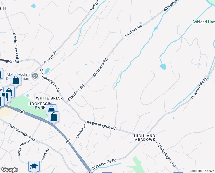 map of restaurants, bars, coffee shops, grocery stores, and more near 548 Ashland Ridge Road in Hockessin