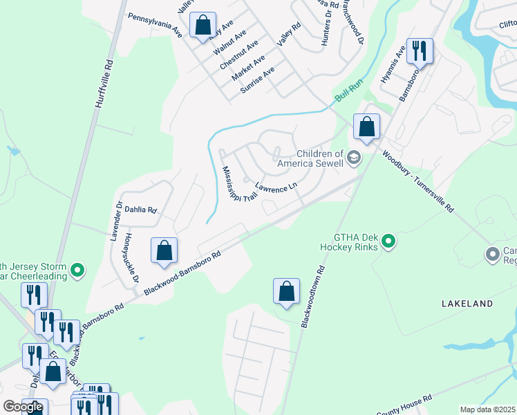 map of restaurants, bars, coffee shops, grocery stores, and more near 71 Clemens Lane in Washington Township