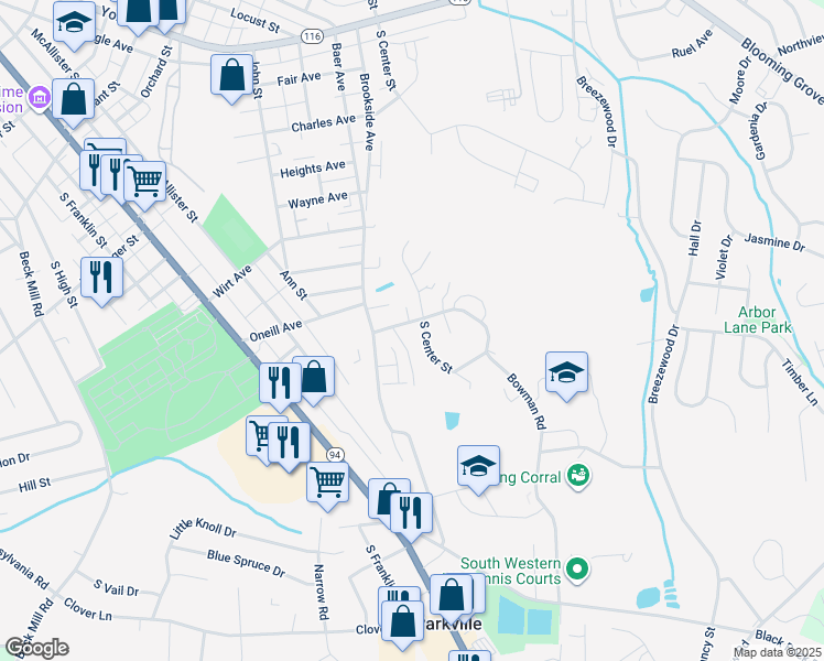 map of restaurants, bars, coffee shops, grocery stores, and more near 65 Bowman Road in Hanover