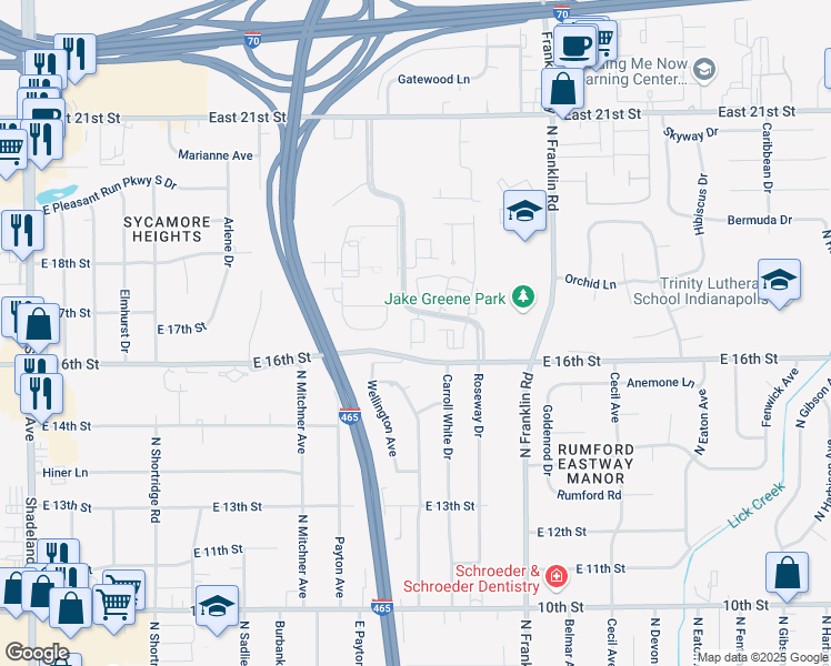 map of restaurants, bars, coffee shops, grocery stores, and more near 7727 Wellesley Boulevard in Indianapolis